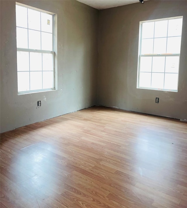 spare room with light hardwood / wood-style floors and a wealth of natural light