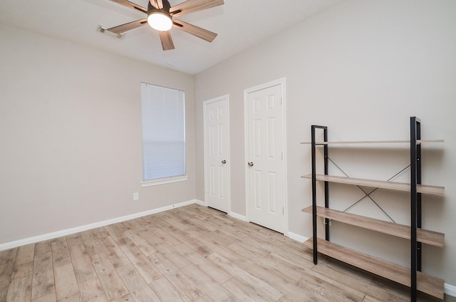 unfurnished bedroom with light hardwood / wood-style floors