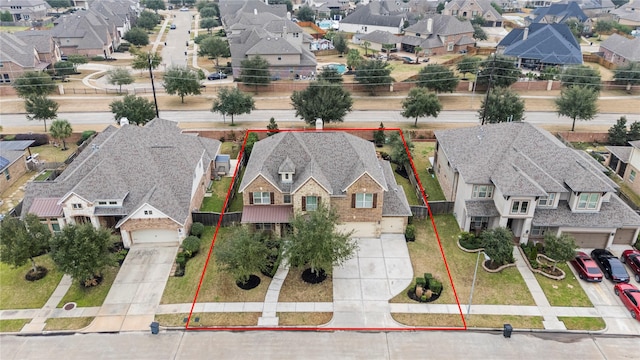 aerial view with a residential view