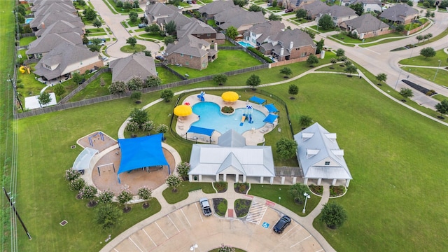 aerial view with a residential view