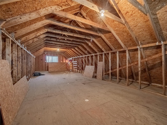 view of unfinished attic