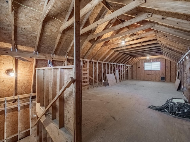 view of unfinished attic