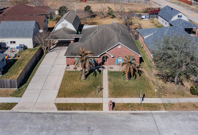 bird's eye view with a residential view