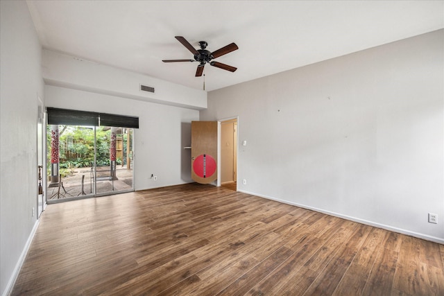 spare room featuring ceiling fan and wood-type flooring