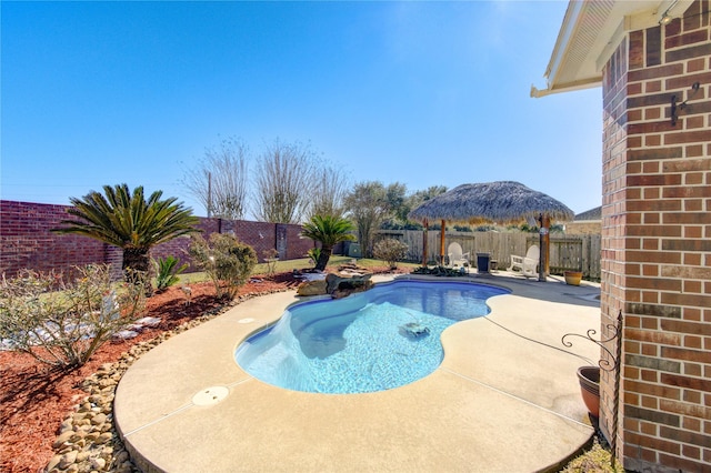 view of pool with a gazebo and a patio