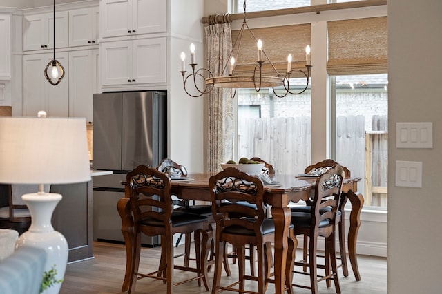 dining area with light wood-type flooring