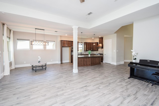 living room featuring light wood-type flooring