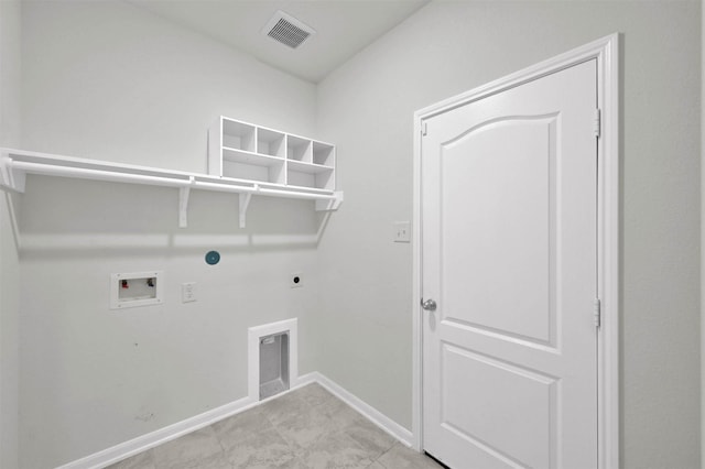 laundry area with washer hookup, hookup for a gas dryer, and electric dryer hookup