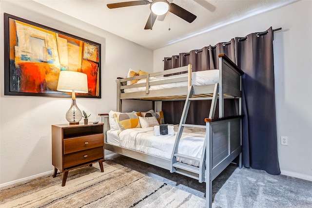 bedroom featuring carpet and ceiling fan