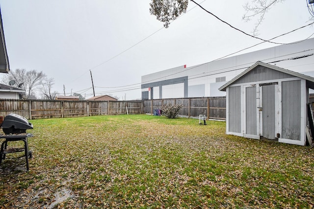 view of yard with a storage unit