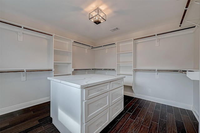 spacious closet featuring dark wood-type flooring