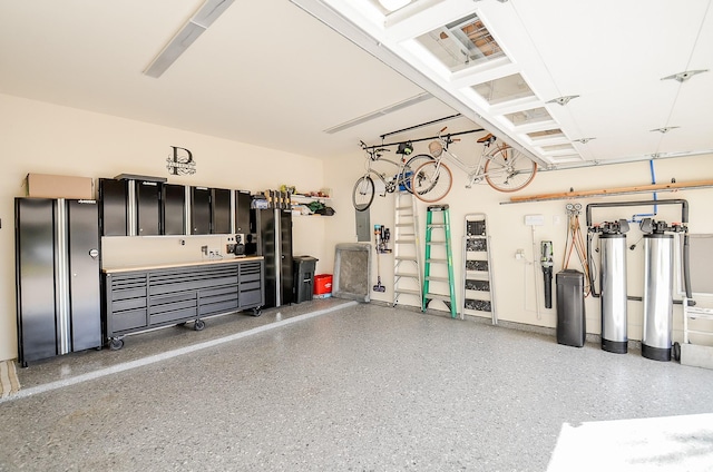 garage featuring a workshop area