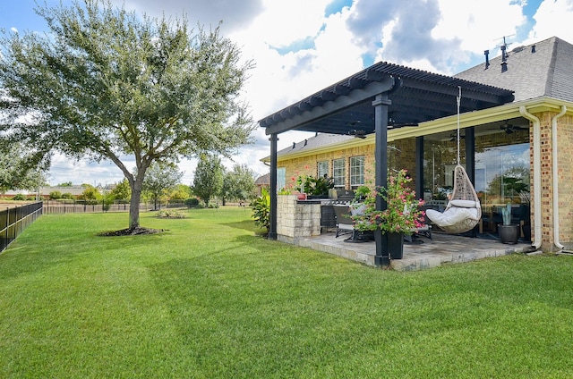 view of yard featuring a patio area and a pergola