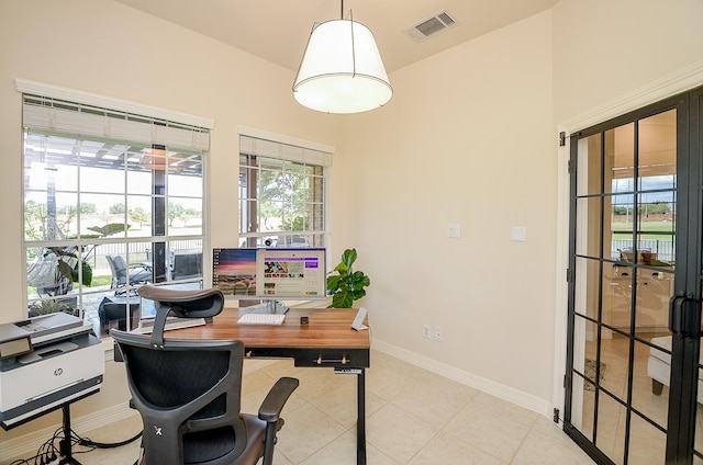 view of tiled office space