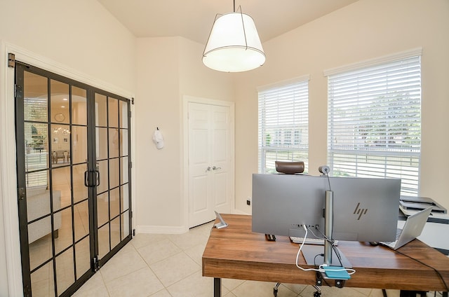 view of tiled home office