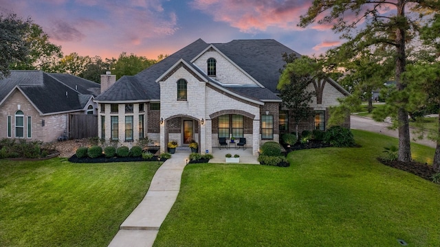 view of front facade with a lawn