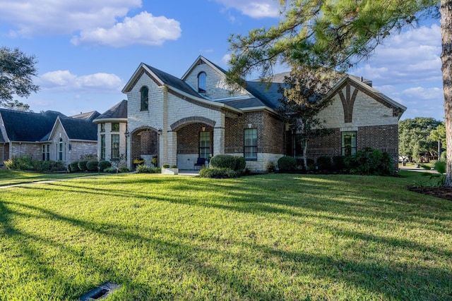 view of front of home featuring a front lawn