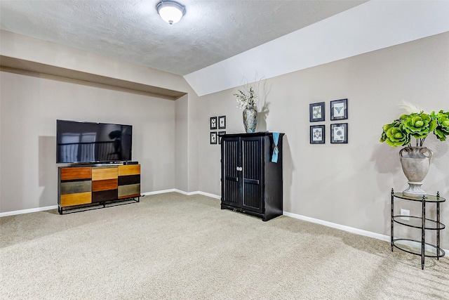 interior space with lofted ceiling and a textured ceiling