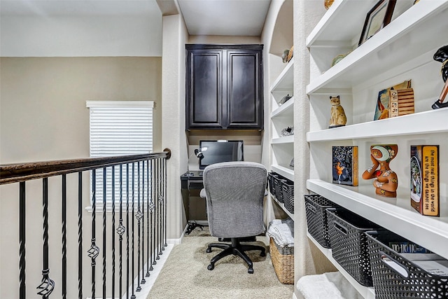 view of carpeted home office