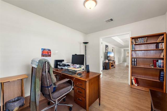 office featuring light wood-type flooring