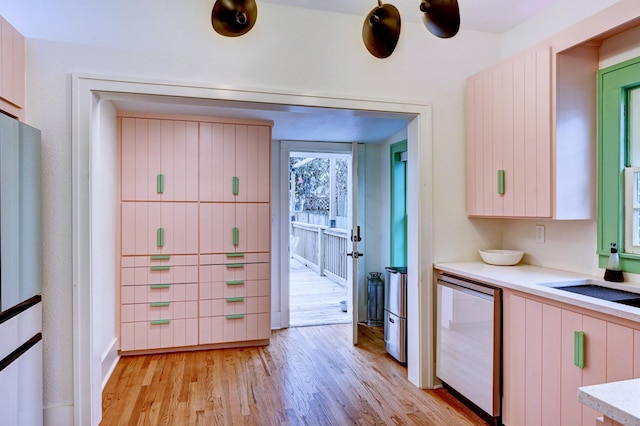 kitchen with dishwasher and light wood-type flooring