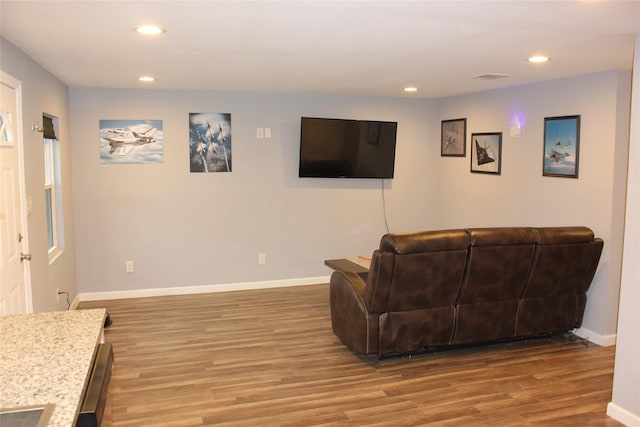 living room with light wood-type flooring