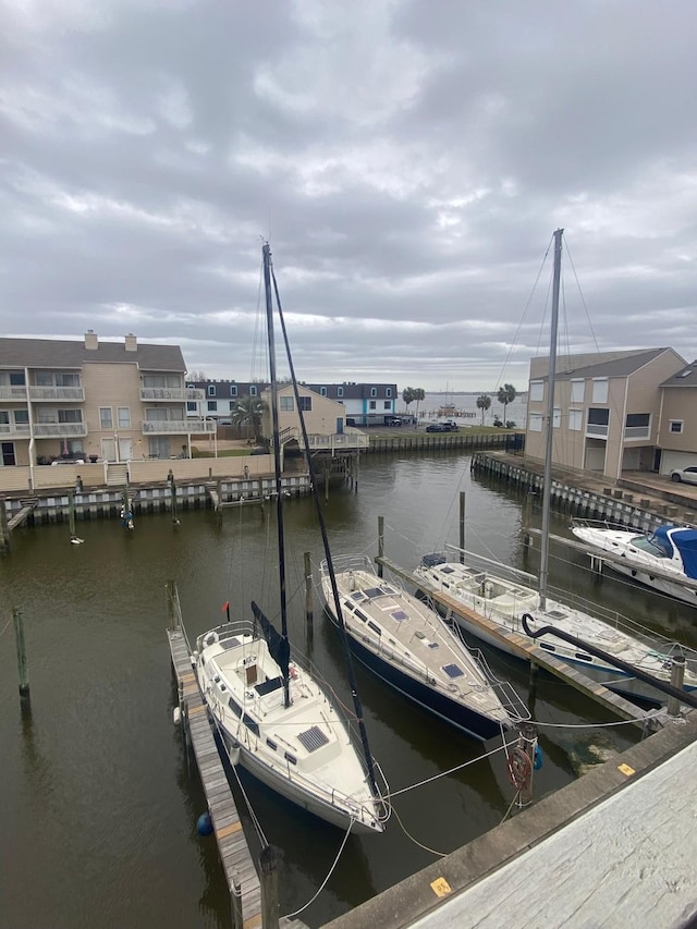 dock area featuring a water view