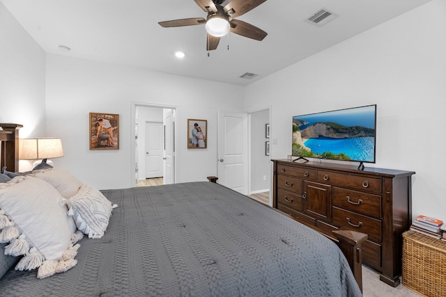 bedroom featuring ceiling fan