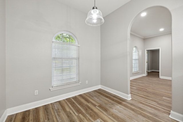 empty room with light hardwood / wood-style floors