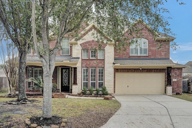 view of front property with a garage