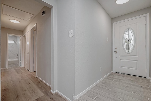 entrance foyer with light wood-type flooring