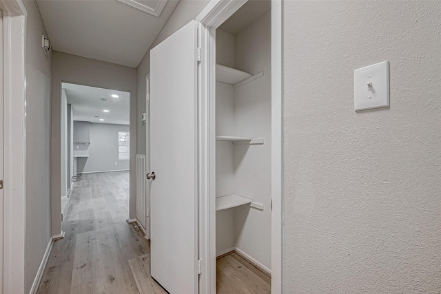 corridor featuring light hardwood / wood-style floors