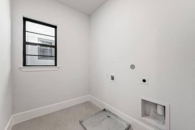 washroom featuring hookup for a gas dryer, washer hookup, and hookup for an electric dryer