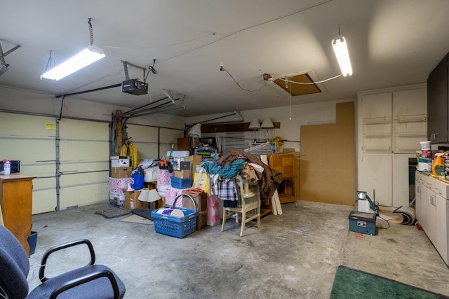 garage with a garage door opener