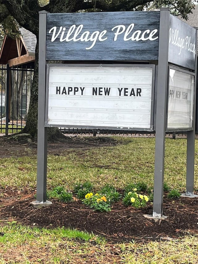 view of community sign