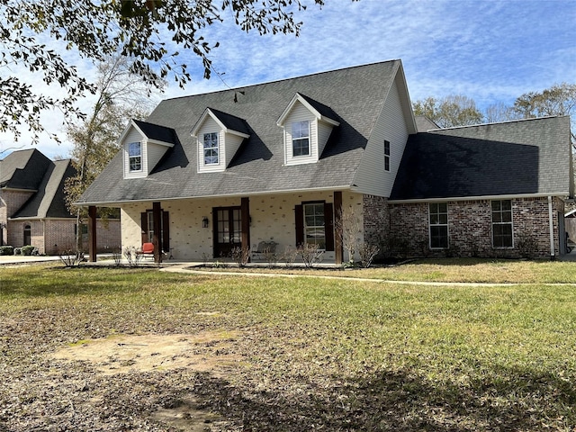 view of front of property with a front lawn