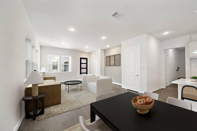 living room featuring dark hardwood / wood-style floors