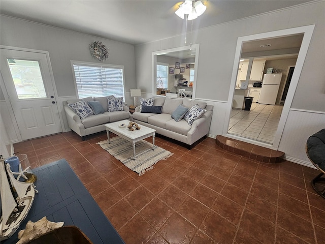 view of tiled living room