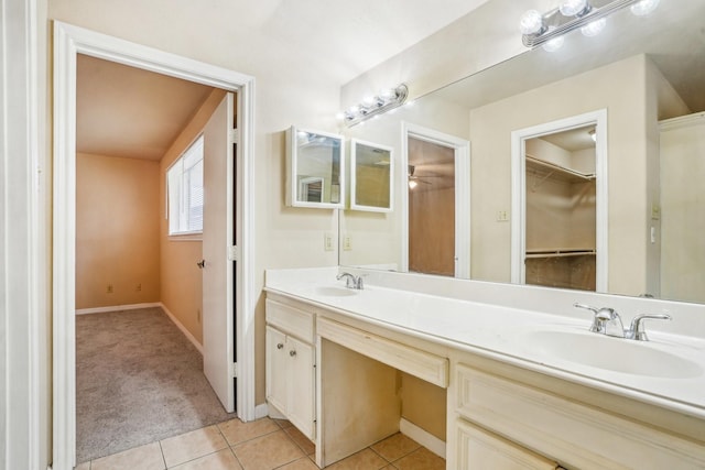 bathroom with vanity and tile patterned flooring