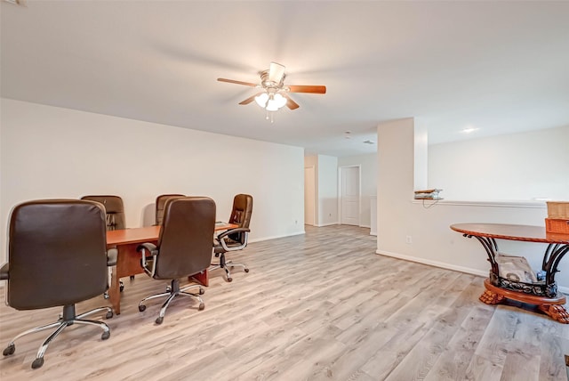 office space with light hardwood / wood-style floors