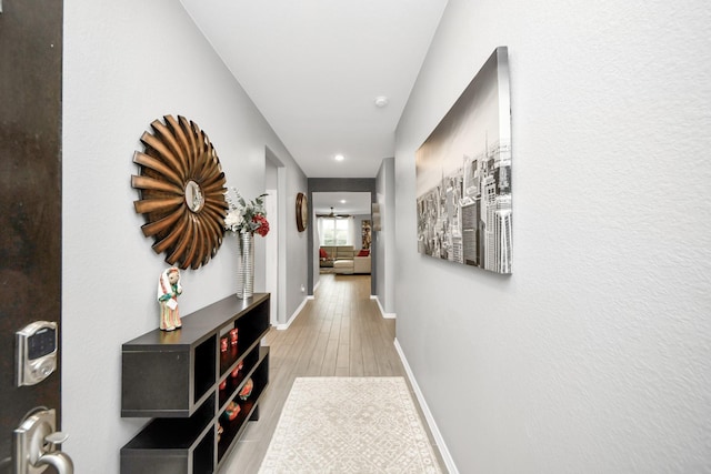 corridor featuring light hardwood / wood-style floors