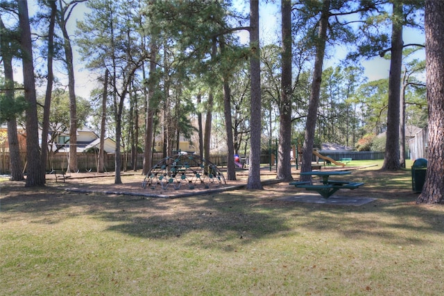 view of yard with a playground