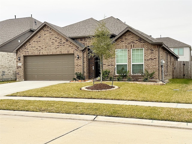 view of front of home featuring a garage and a front yard