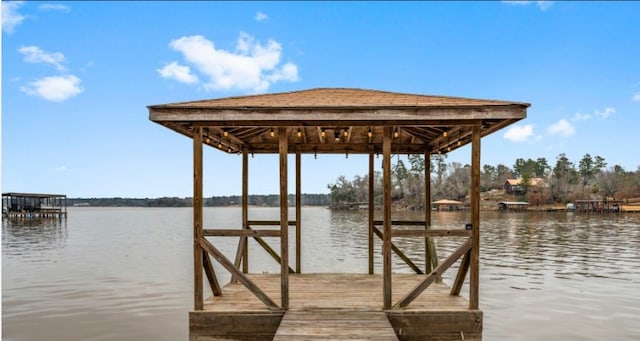 dock area featuring a water view