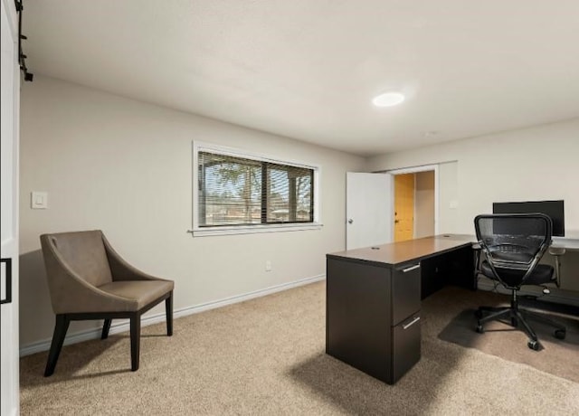 view of carpeted home office