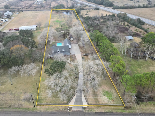 aerial view with a rural view