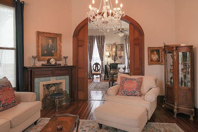 sitting room featuring dark hardwood / wood-style flooring