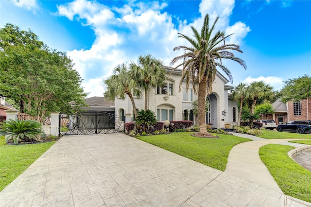 mediterranean / spanish house with a front yard