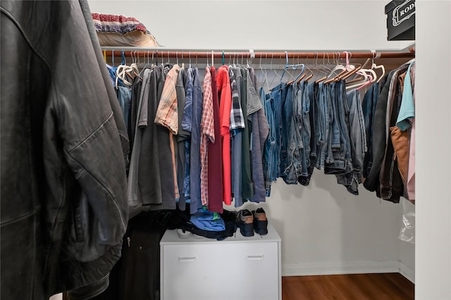 spacious closet with hardwood / wood-style floors