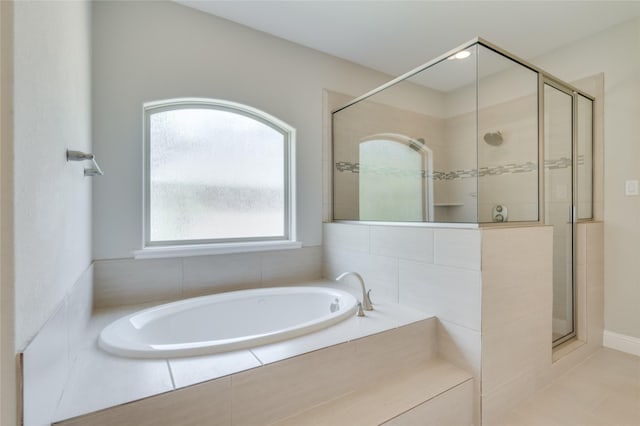 bathroom with plus walk in shower